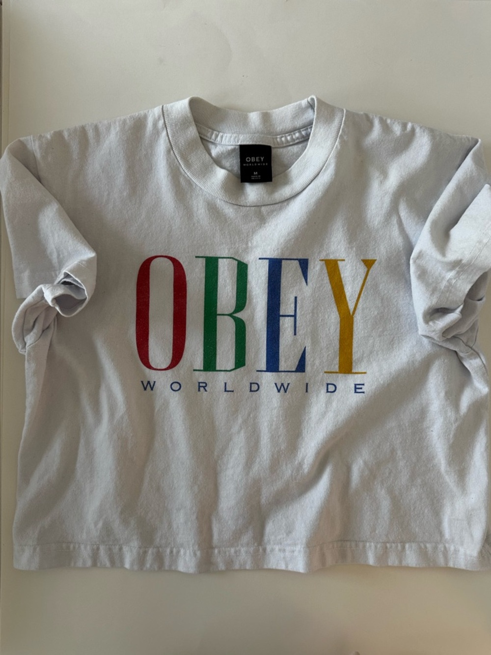 Obey Worldwide Women's Chess King Crop Top T-Shirt Size Medium 100% Cotton